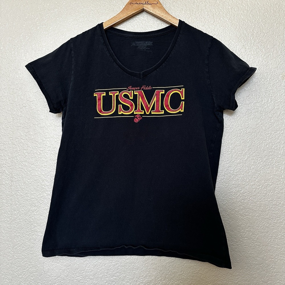 US Marine Corps USMC Semper Fidelis Black Women's Shirt Med/large